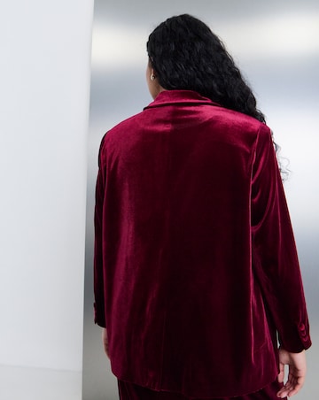 Simply Be Burgundy Velour Single Breasted Blazer