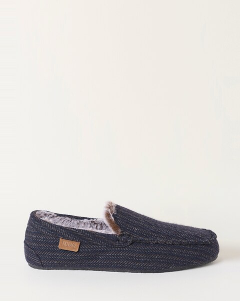 New In - FatFace Noach Check Moccasin Slipper