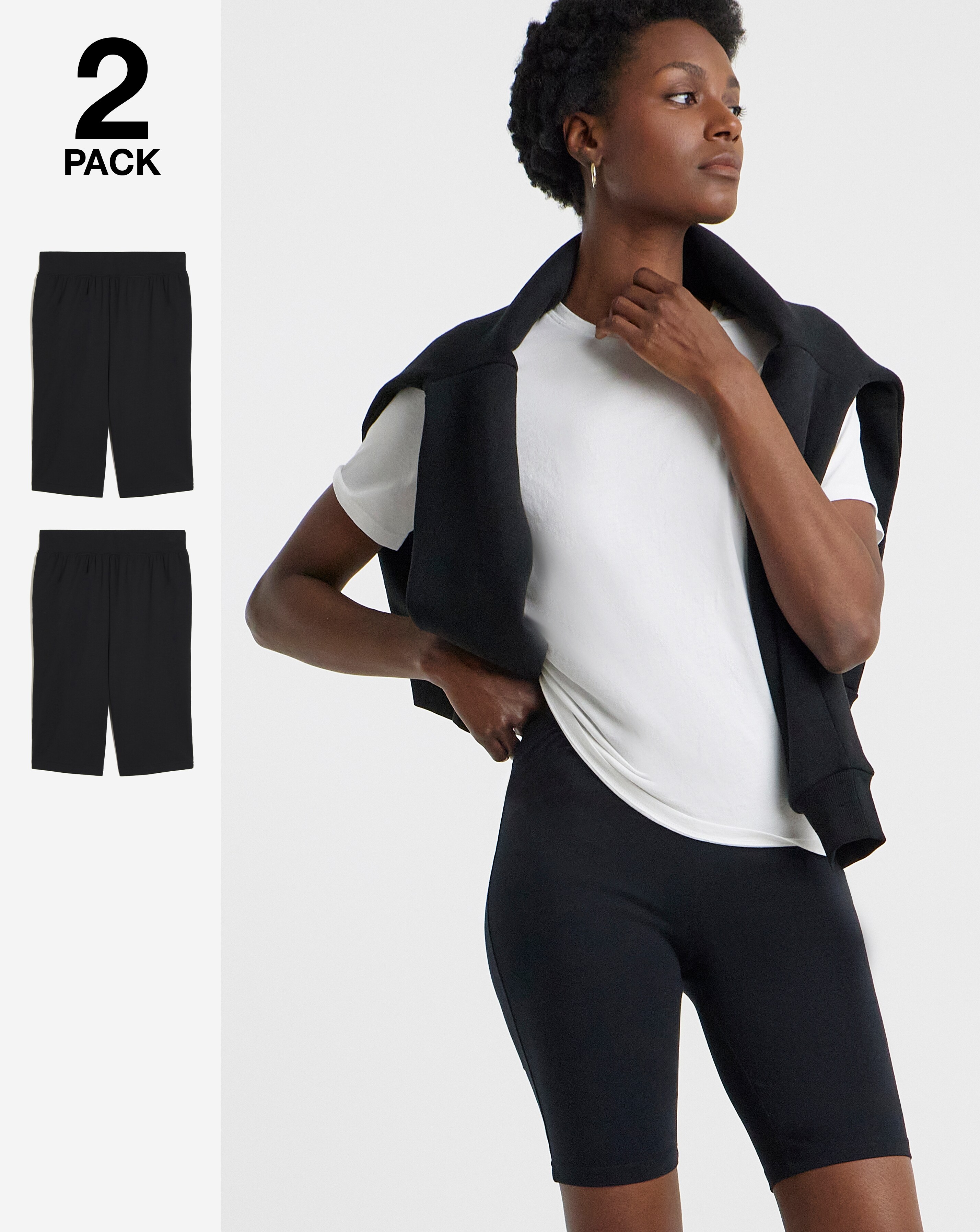 2 Pack Black Cotton Cycling Shorts