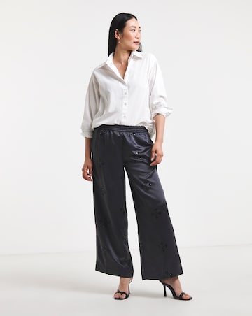 Grey Sequin Spot Satin Trousers