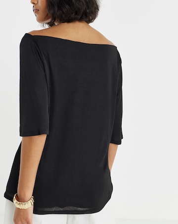 Simply Be Black Off The Shoulder Short Sleeve Top