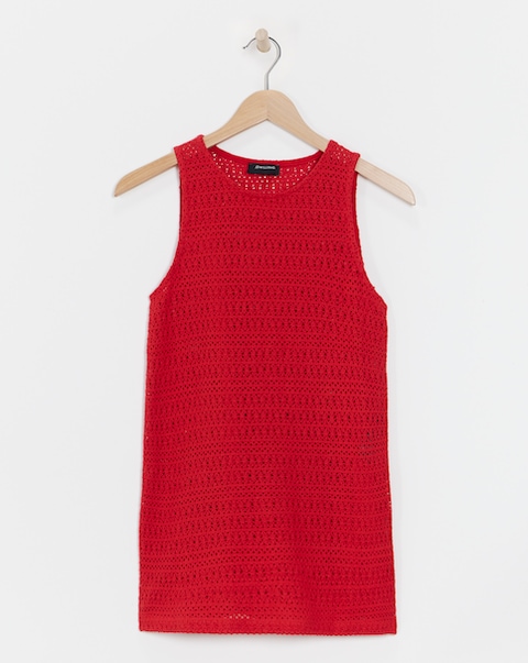 Pure Cotton Red Crochet Vest