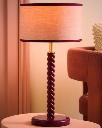 ValueLights Amara Pink Twist Table Lamp with Colour Match Inner Shade
