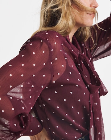 Spot Print Neck Tie Georgette Blouse