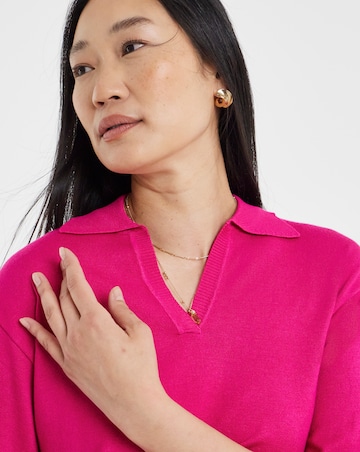 Fine Knit Polo Neck Jumper