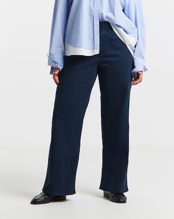 Indigo Stretch Wide Leg Pull On Jeggings