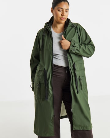 Khaki Rubberised 3 in 1 Parka Coat & Gilet