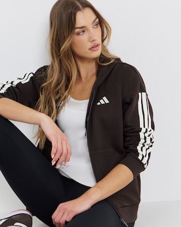 adidas 3 Stripe Fleece Full Zip Hoodie