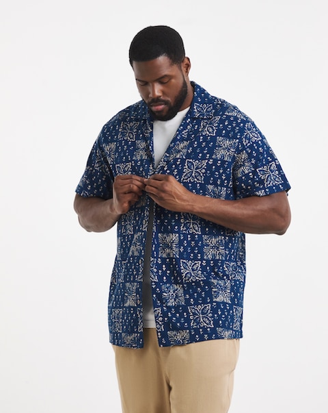 JACK & JONES Premium Lyon Printed Shirt - Navy