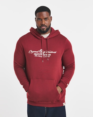 Jack & Jones Toronto Embroidered Logo Sweat Hoody - Burgundy