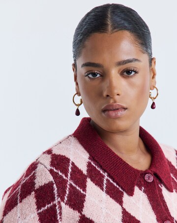 Argyle Short Sleeve Collar Cardigan