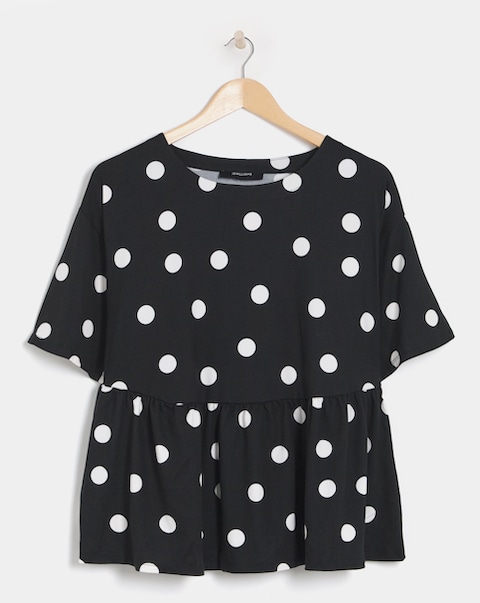 Spot Print Peplum T-Shirt