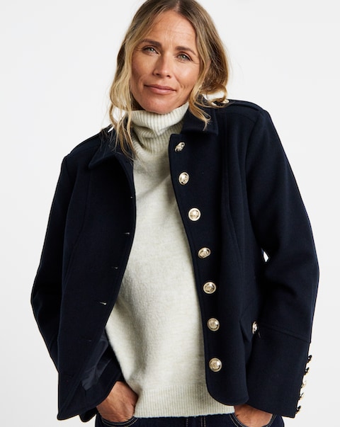 Short Navy Military Jacket
