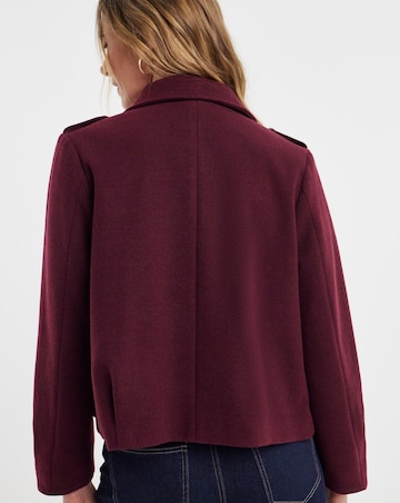 Burgundy Short Button Front Jacket