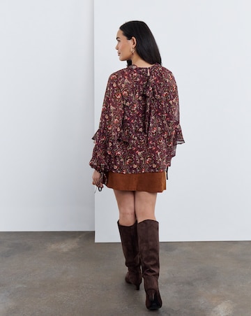 Simply Be Paisley Print Tie Neck Ruffle Blouse