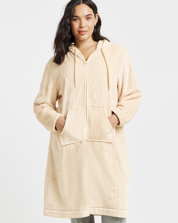 Pretty Secrets Zip Through Fleece Gown Cream