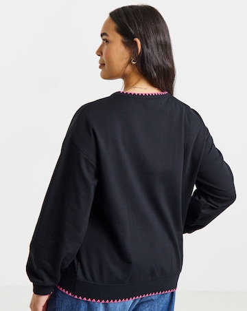 Simply Be Black Yee Haw Blanket Stitch Slogan Sweatshirt