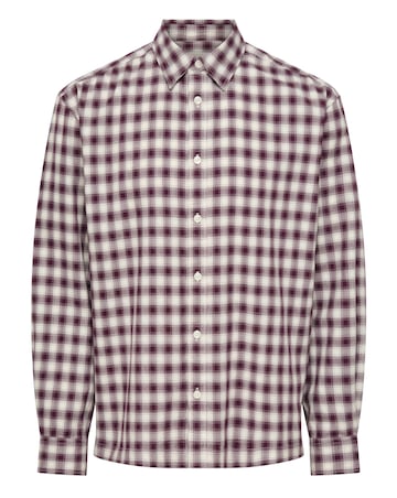 Only & Sons Kosta Long Sleeve Small Check Regular Fit Shirt - Port