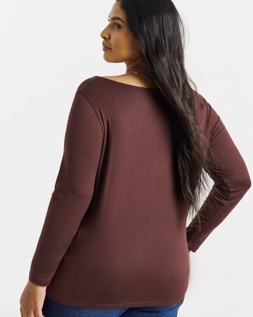 Simply Be Chocolate And Pink 2 Pack Scoop Neck Tops