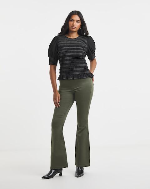 Khaki Flared Weekender Jeggings