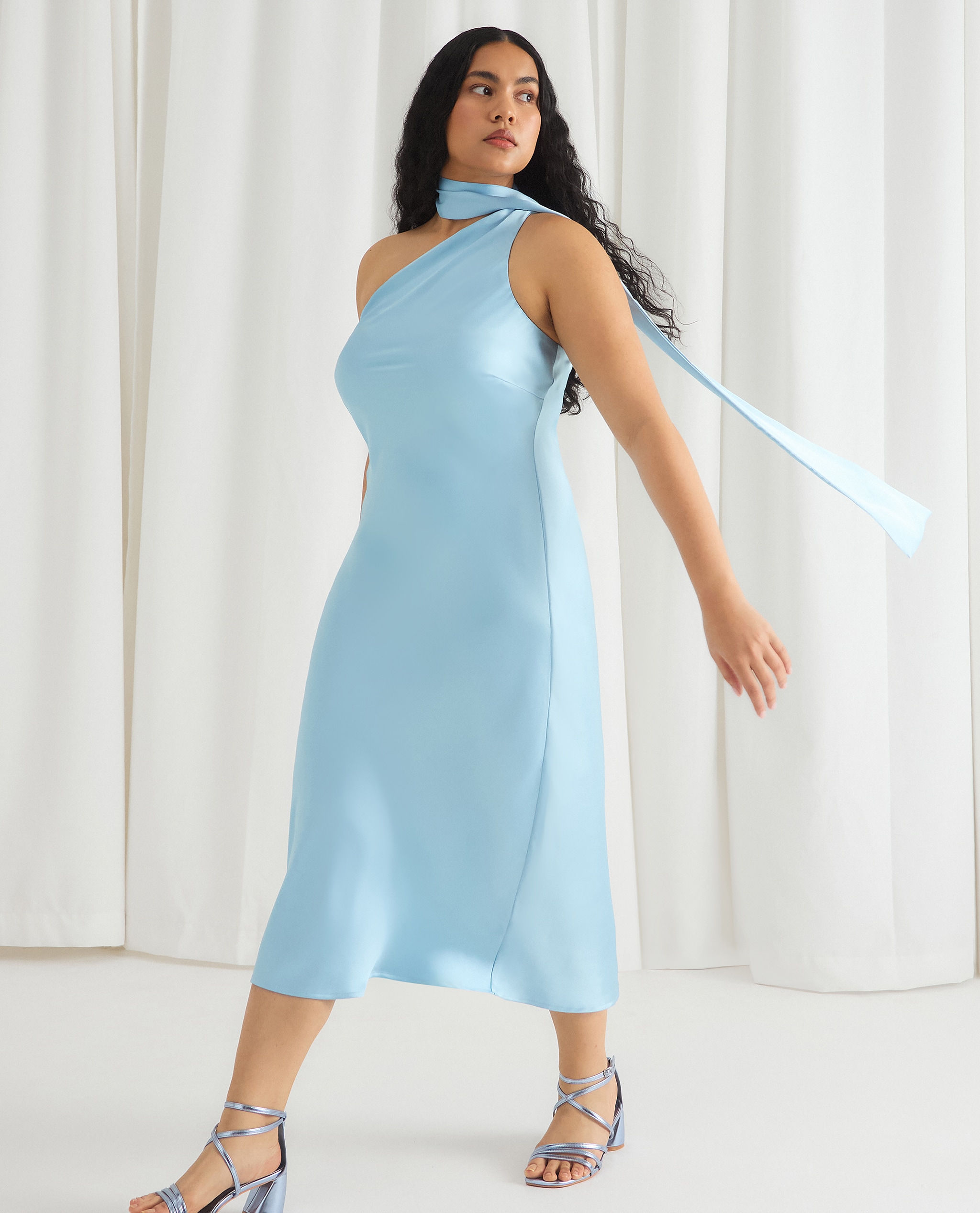 Baby blue halter neck dress from Pretty Lavish