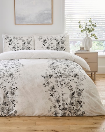 Greyscale Bird Cotton Blend Duvet Cover Set