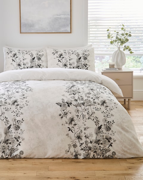 Greyscale Bird Cotton Blend Duvet Cover Set