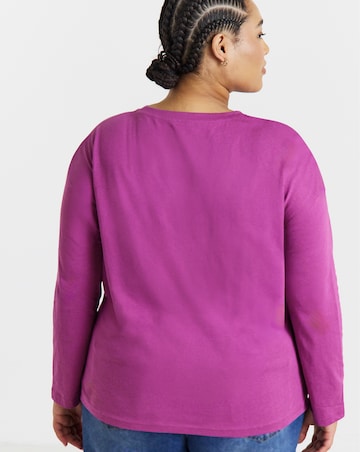 Simply Be Purple Long Sleeve Boyfriend T-Shirt