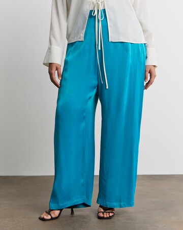Joanna Hope Blue Satin Wide Leg Trousers