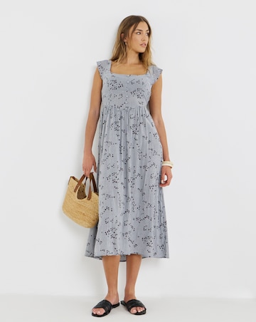 Stripe and Floral Button Up Midi Sun Dress