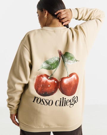 Ecru Cherry Back Graphic Sweatshirt