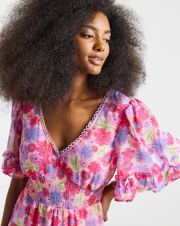 Simply Be Pink Floral Tiered Maxi Dress