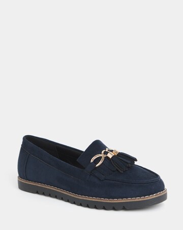 Cushion Walk Tassle Chain Trim Flat Loafers - Extra Wide Fit (EEE)