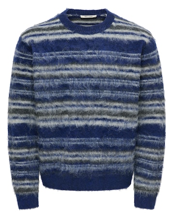 Only & Sons Aiden Relaxed Fit Long Sleeve Crew Knit Jumper - Ocean Blue