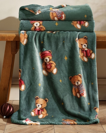 Catherine Lansfield Christmas Tartan Teddy Bears Throw