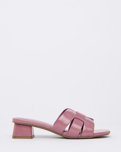 Sara Woven Mule Block Heeled Sandals - Wide Fit (E)