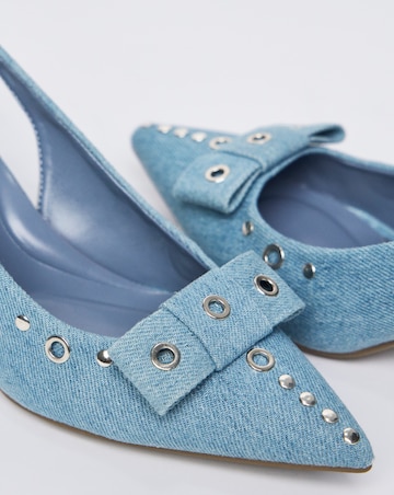 Delia Eyelet Detail Slingback Point Court Shoes - Wide Fit (E)