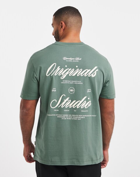 Jack & Jones Norrebro Typo Back Print T-Shirt - Green