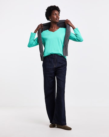Teal V-Neck Long Sleeve T-Shirt