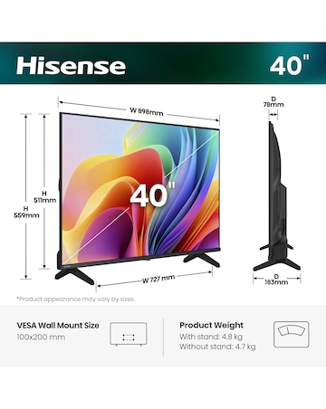 Hisense 40A4STUK 40in Full HD LED Smart TV with Freely