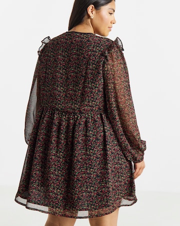 Ditsy Print Bow Detail Skater Dress