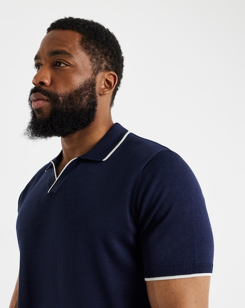 Tipped Knitted Short Sleeve Polo