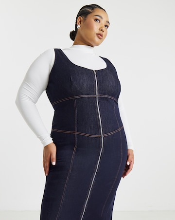 Indigo Denim Fitted Midaxi Dress