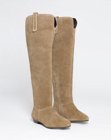 Olivia Suede Over Knee Western Boots - Extra Wide Fit (EEE) & Super Curvy Calf
