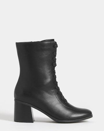 Megan Lace Up Block Heel Ankle Boots - Wide Fit (E)