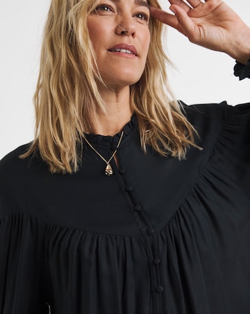 Womens Twill Feminine Blouse - Black