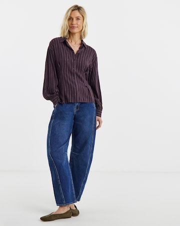 Plum Pinstripe Corset Co-Ord Shirt