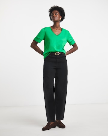 Green Ric Rack Short Sleeve Top