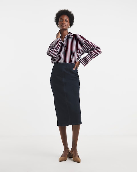 Indigo Denim Smart Pencil Skirt