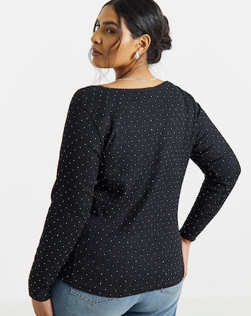Simply Be Black Hot Fix Square Neck Top